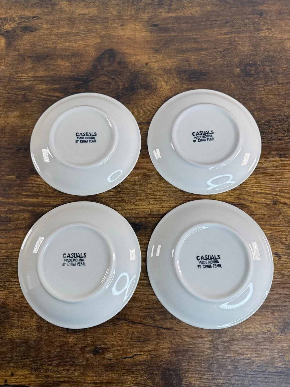 Dinner Saucer Plates with Red Apple Motif and Teal Rim Set Of 4